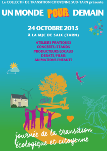 affiche Tarn en Transition Saïx 24 octobre 2015 Libres enfants du Tarn