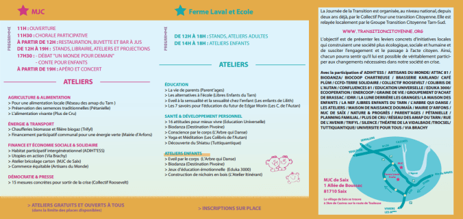 programme Tarn en Transition Saïx 24 octobre 2015 Libres enfants du Tarn