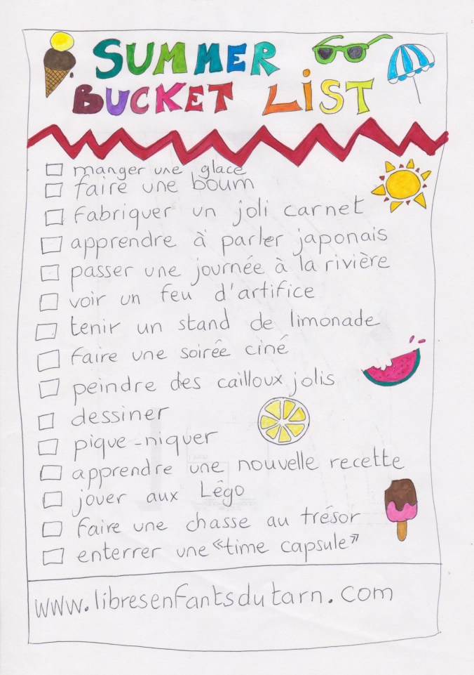 summer bucket list libres enfants du tarn association parentalité réseau parents programme été 2020