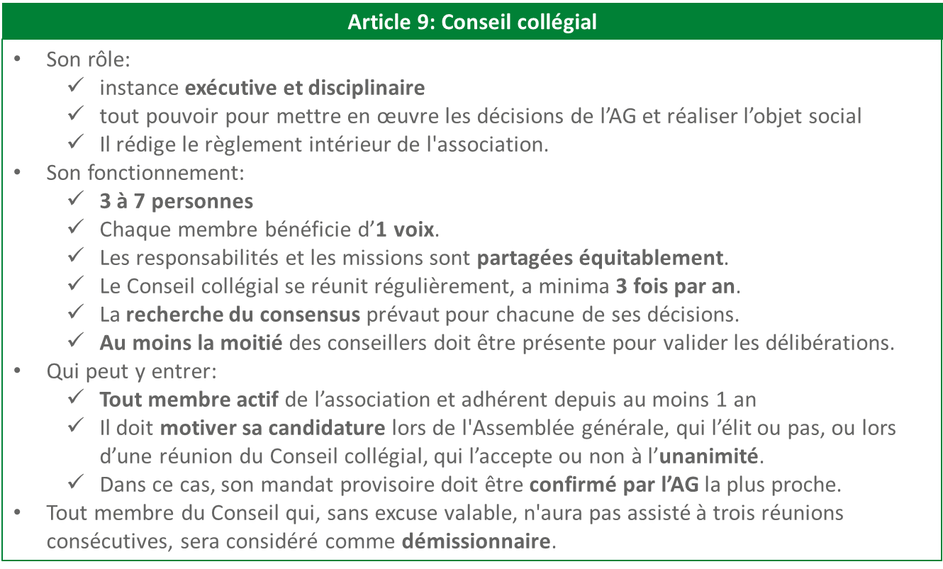 Conseil collégial association statuts Libres enfants du Tarn