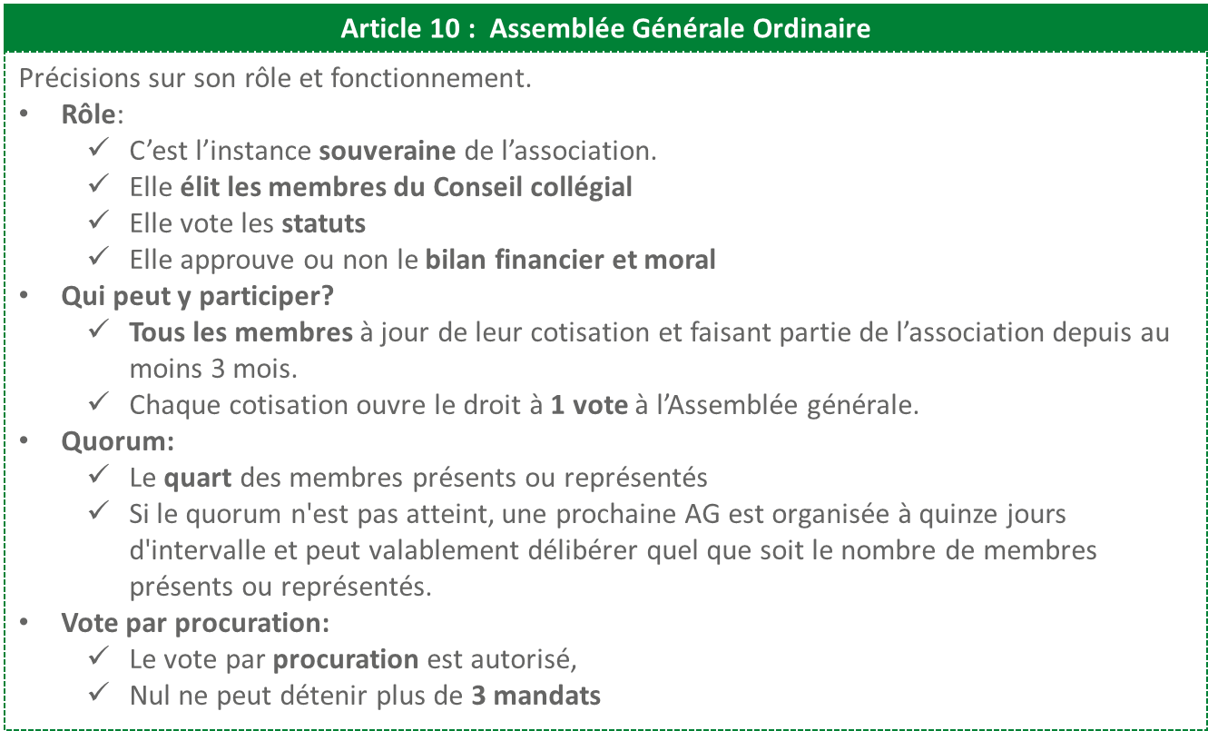 Assemblée générale association statuts Libres enfants du Tarn