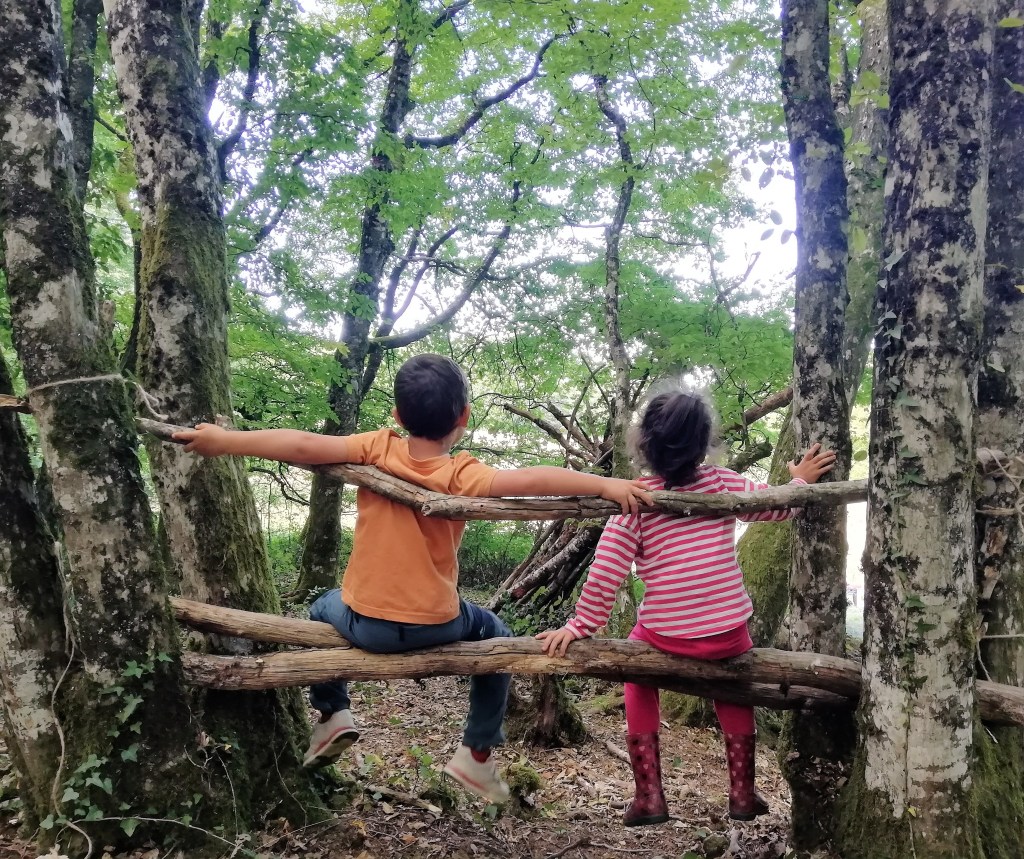 journées immersion forêt Penne Grésigne 81 Libres enfants du Tarn forest school nature bushcraft outils coopération jeu libre multiâge parents réseau cabanes
